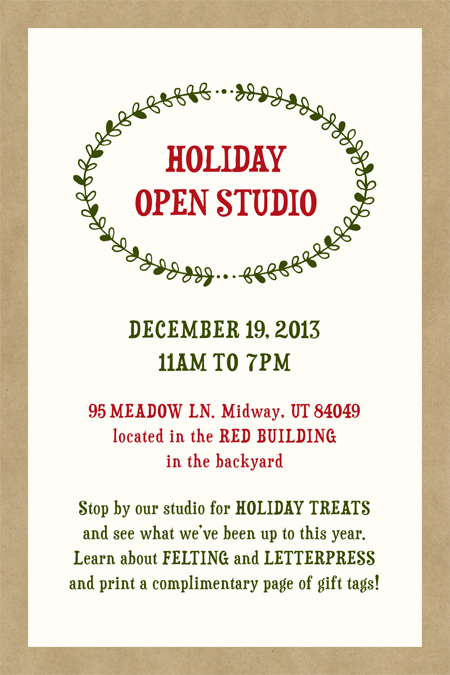 Holiday Open Studio 2013